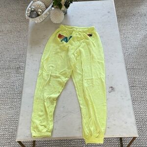 Aviator Nation Sweatpants! Neon yellow/green🍋‍🟩🎾🤍⚡️